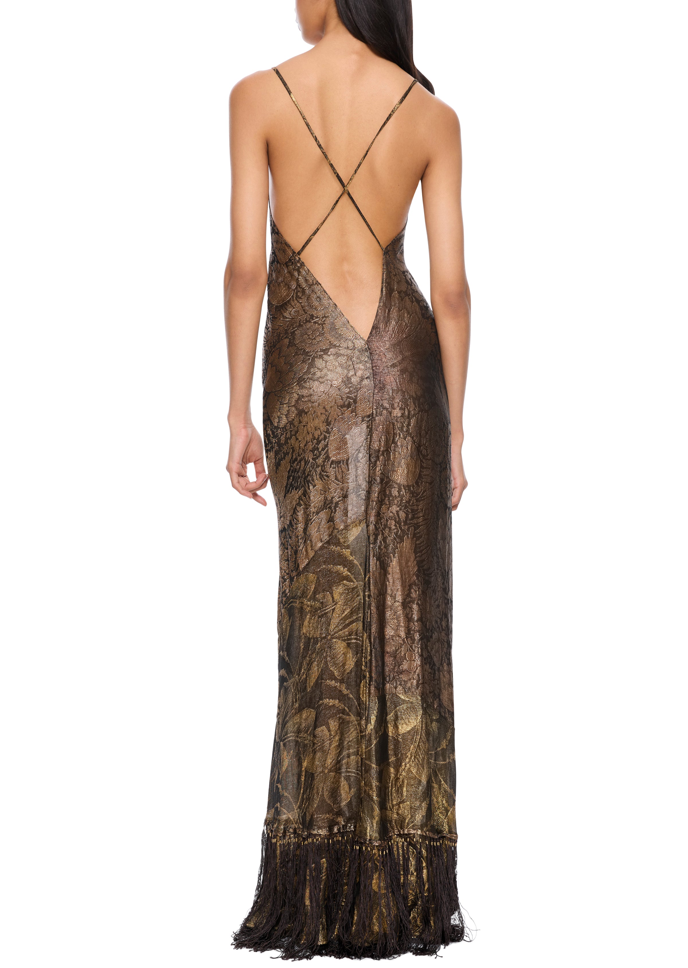 1930s Black and Gold Fringed Lamé Gown - Annie's Ibiza