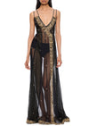 1970s Navy & Gold Sheer Gown