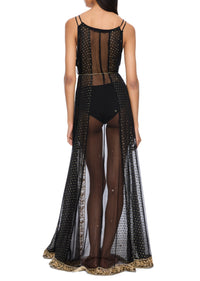1970s Navy & Gold Sheer Gown