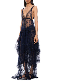 1940s Navy Lace Dress