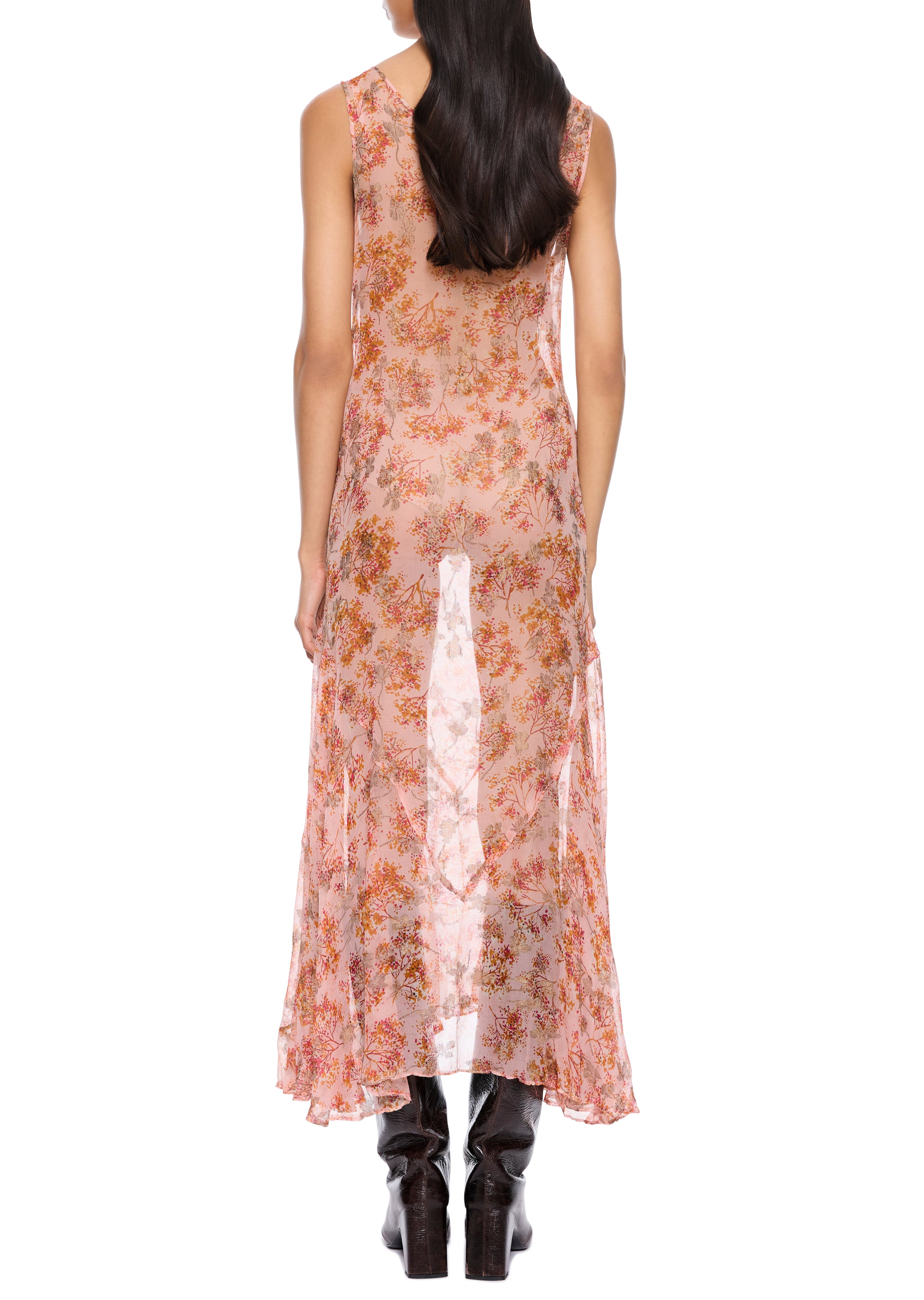 1920s Silk Chiffon Floral Dress