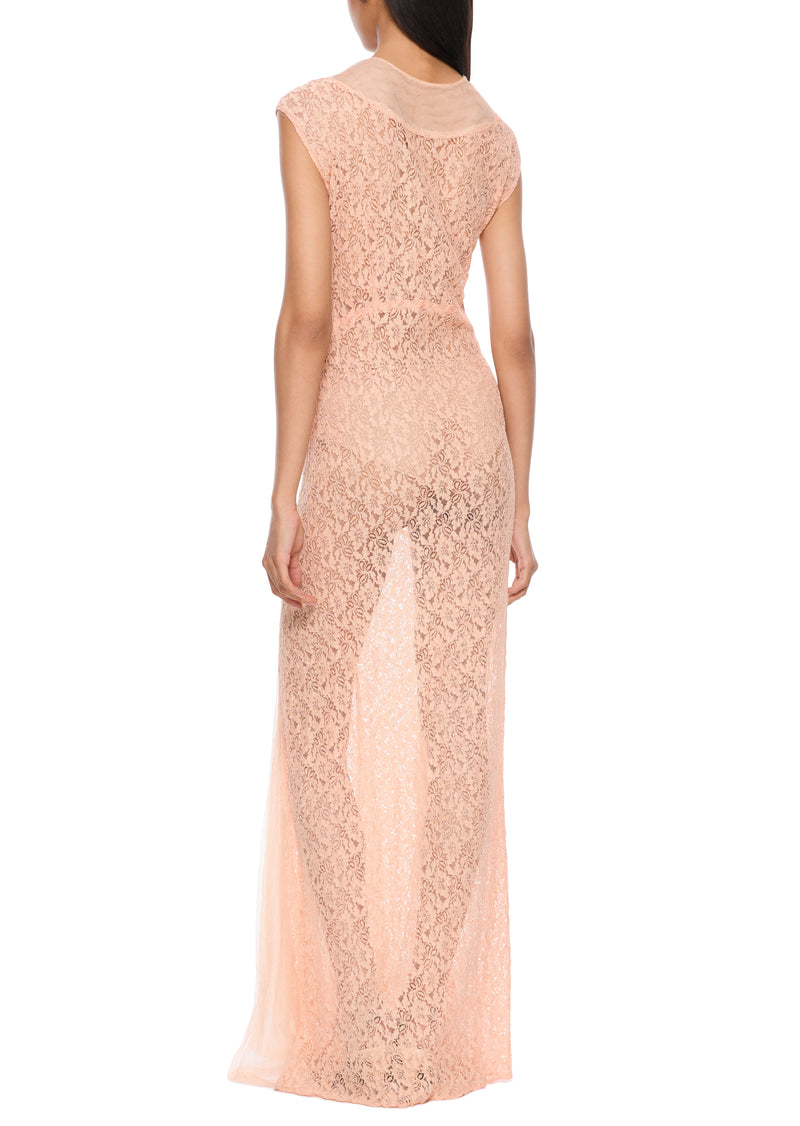 1930s Peach Lace Dress