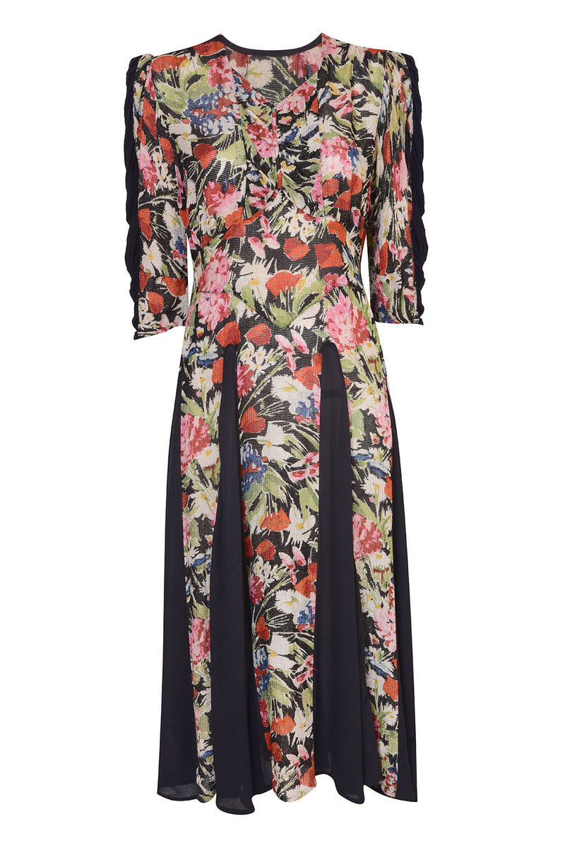 1940's Floral Knit Dress