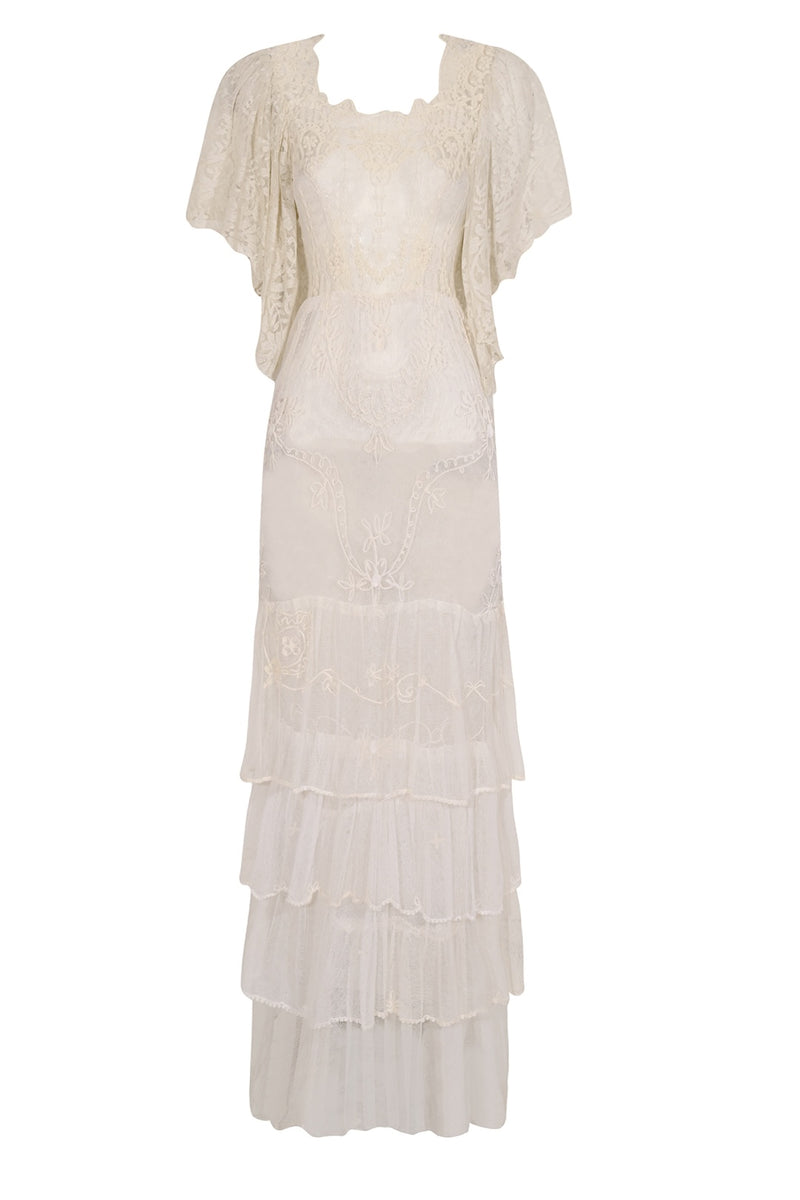 1930s Ivory Lace Tiered Gown