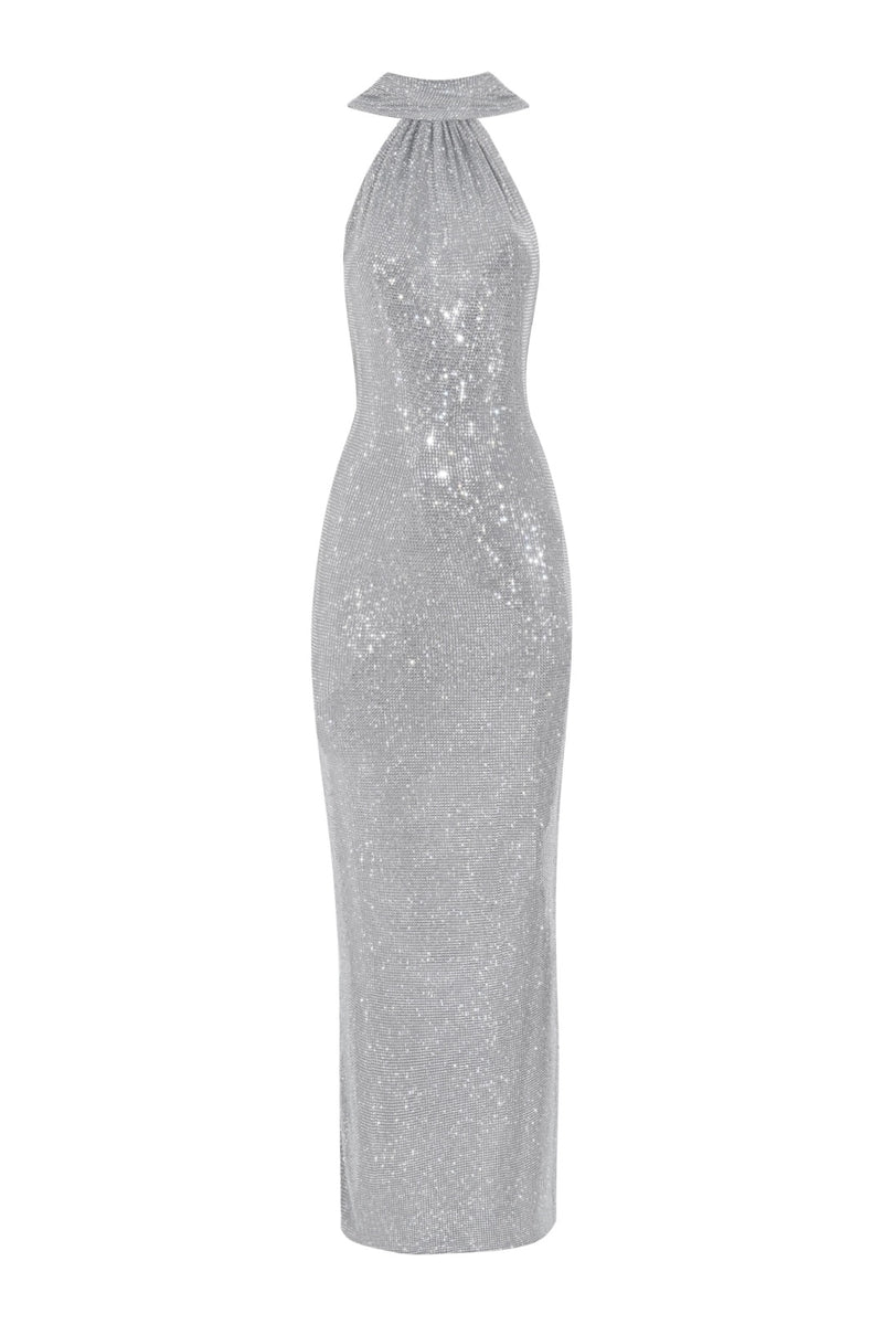 Silver Crystal Hooded Gown