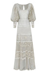 1920s Ivory Handmade Lace Gown with Puffball Sleeves