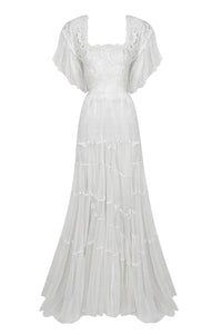 1940s Handmade Irish Lace White Gown