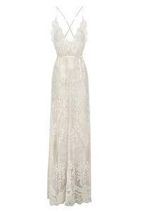 1940s White Lace Slip Dress