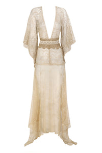 1920s Ivory Handmade Lace Dress