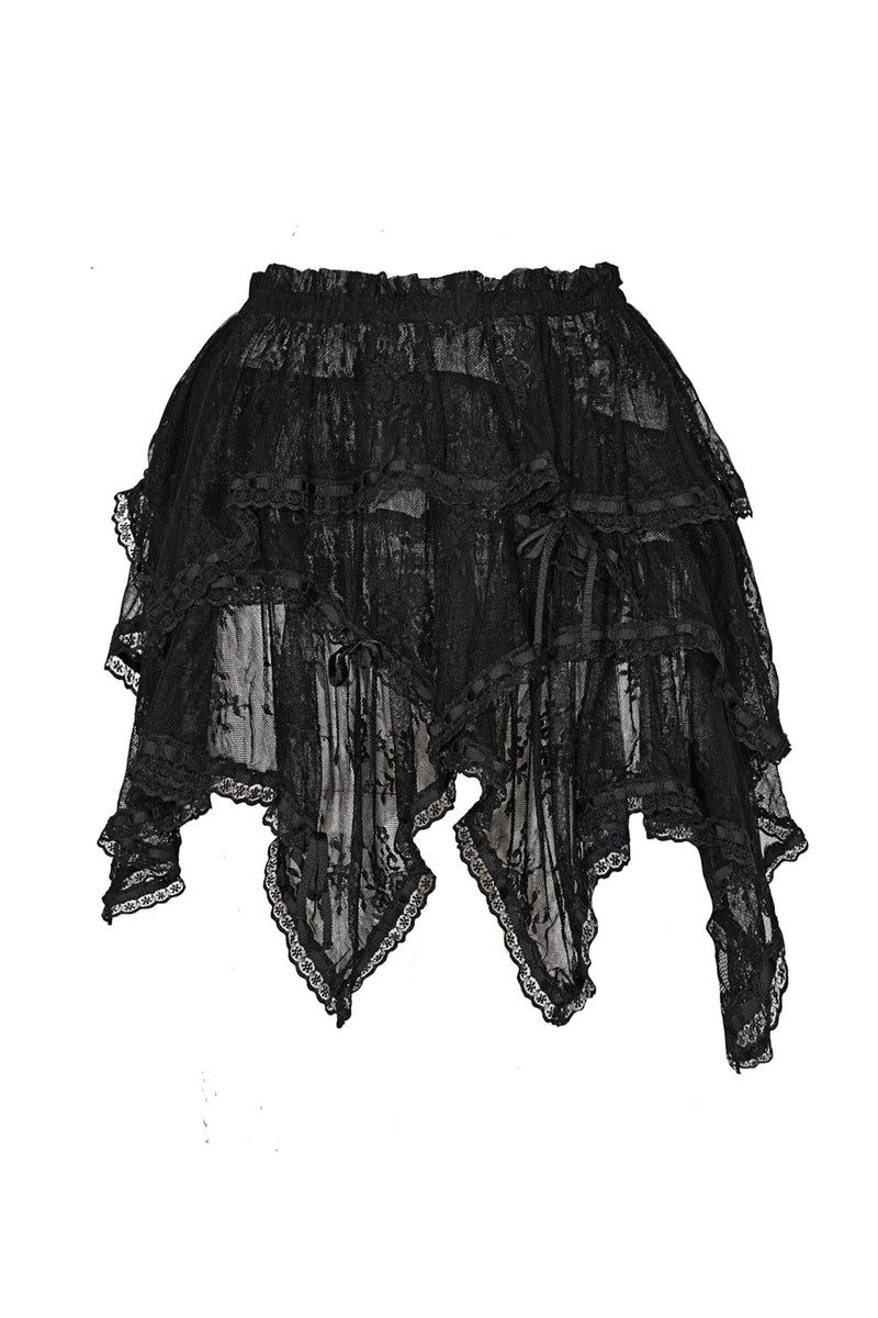 Lace Tiered Black Skirt