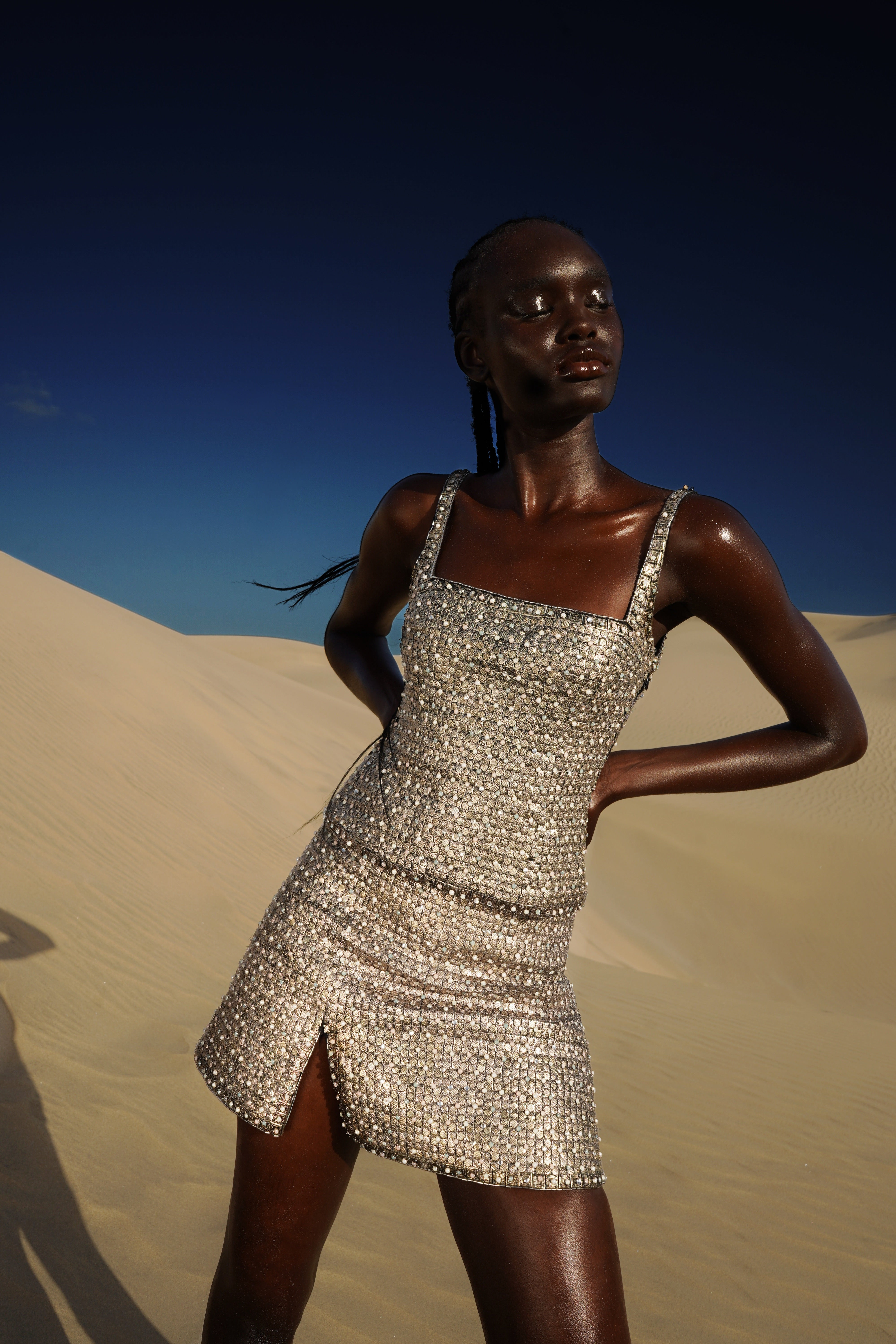 Achilles Mini Skirt - Mercury – Annie's Ibiza Online