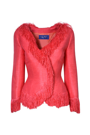 SS 2001 Thierry Mugler Woven Coral Pink Jacket