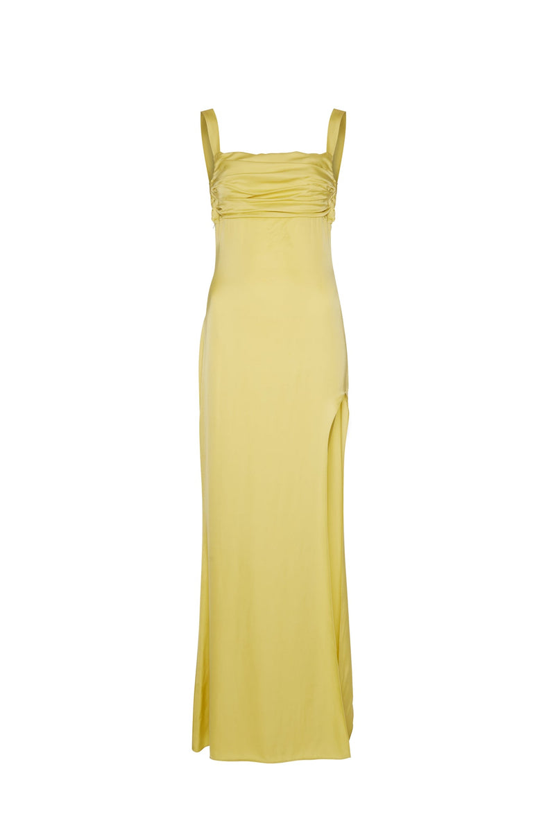 La Noche Lime Satin Slip Dress