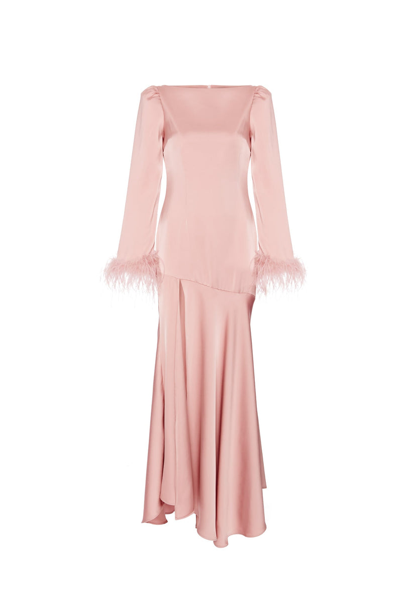 Tupelo Pink Feather Midi Dress