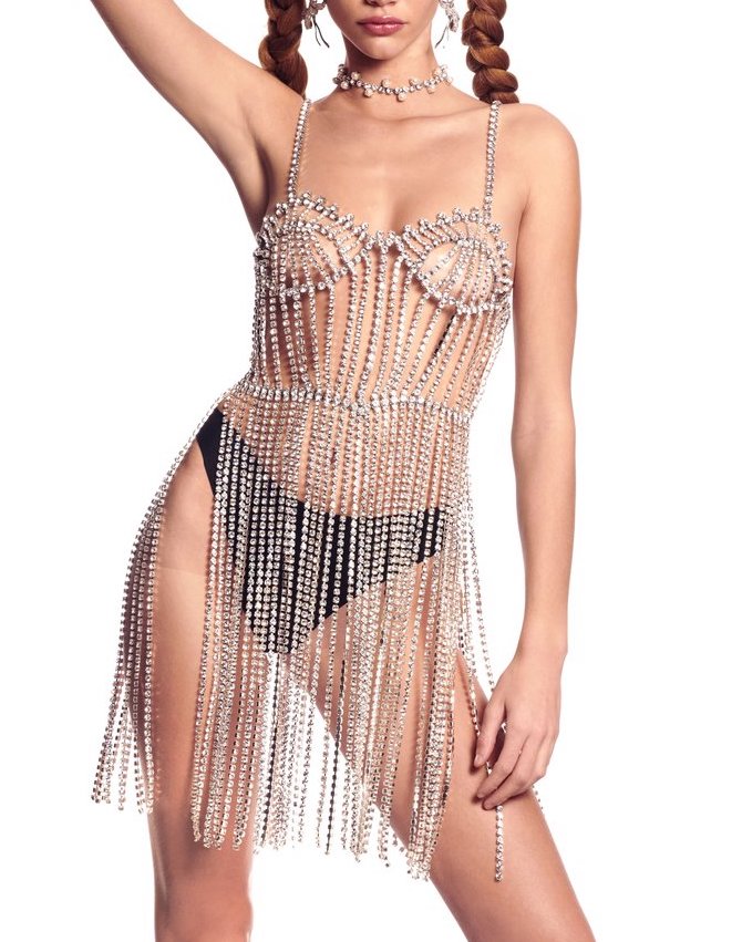 Crystal Bustier Fringe Dress - Annie's Ibiza