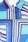 1960s Pucci Wool Jersey Blue Printed Summer Dress