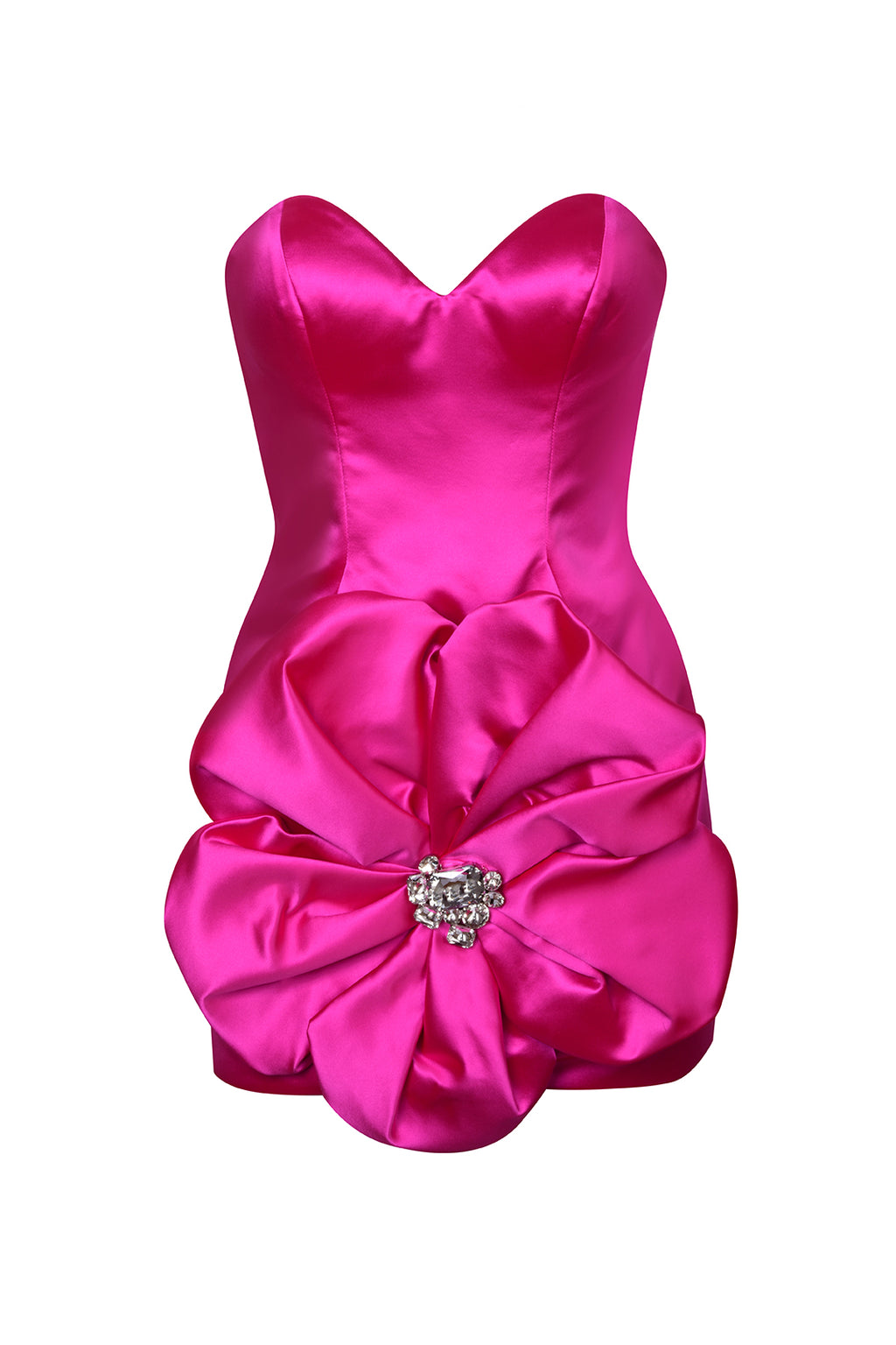 Crystal Rosette Strapless Mini Dress