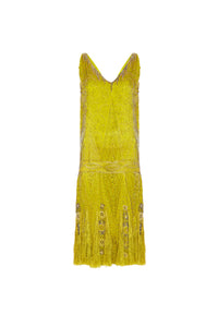 1920's Chartreuse Flapper Dress
