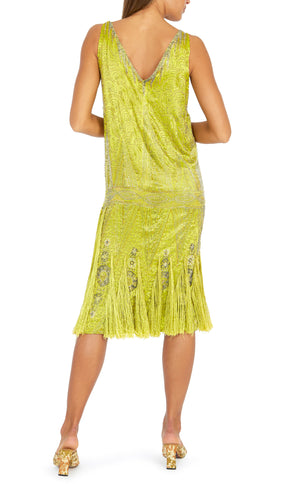 1920's Chartreuse Flapper Dress