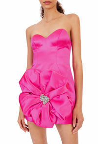 Crystal Rosette Strapless Mini Dress
