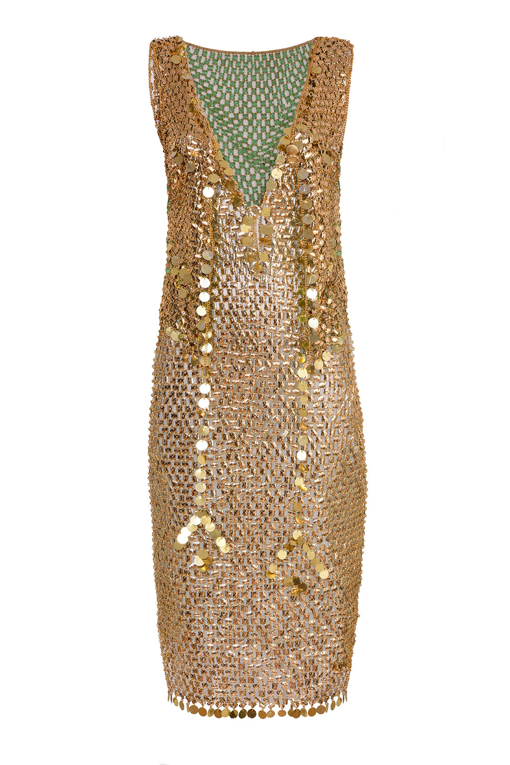 1960's Paco Rabanne Gold Disc Dress