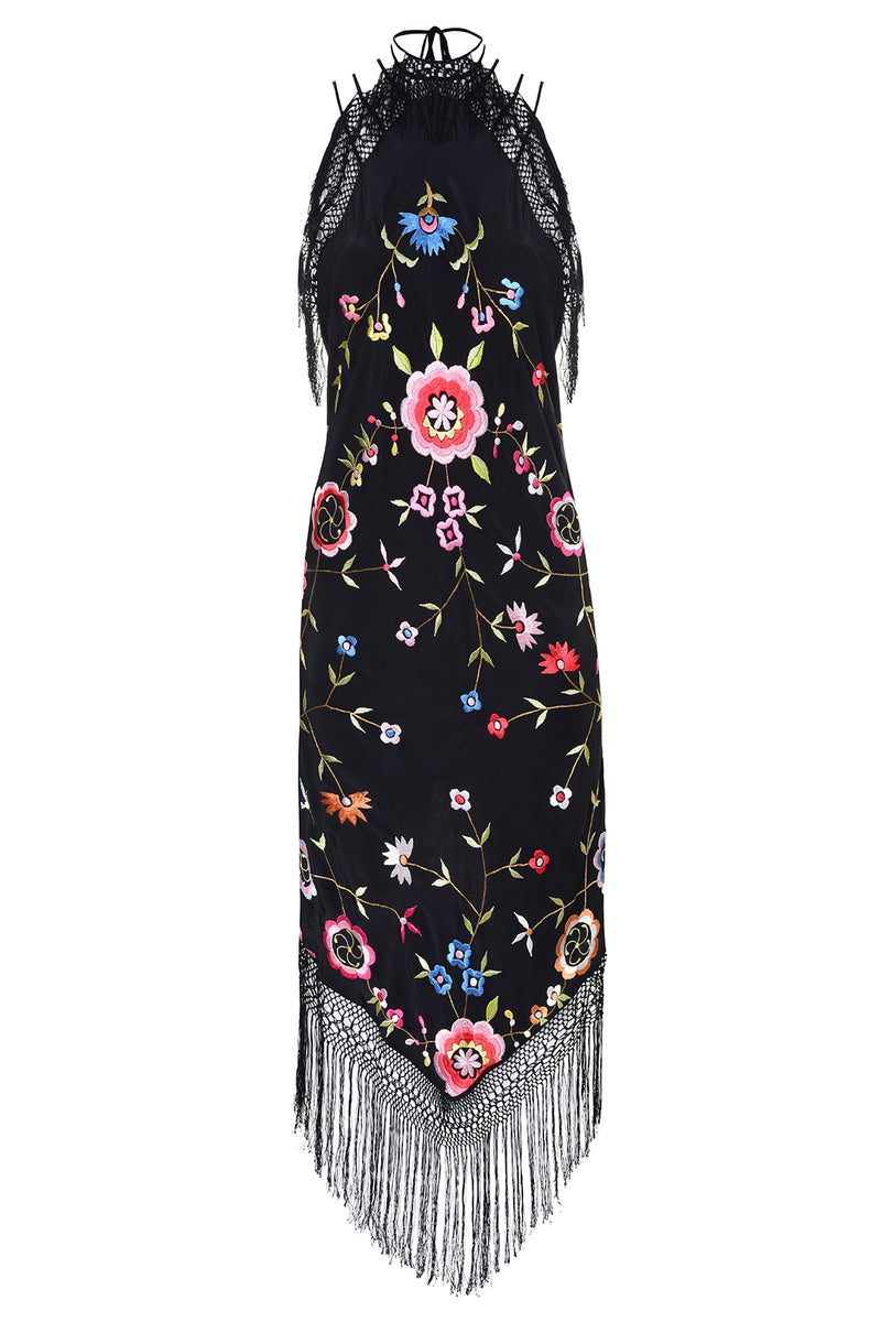 Reconstituted Demi- Couture Floral Shawl Dress