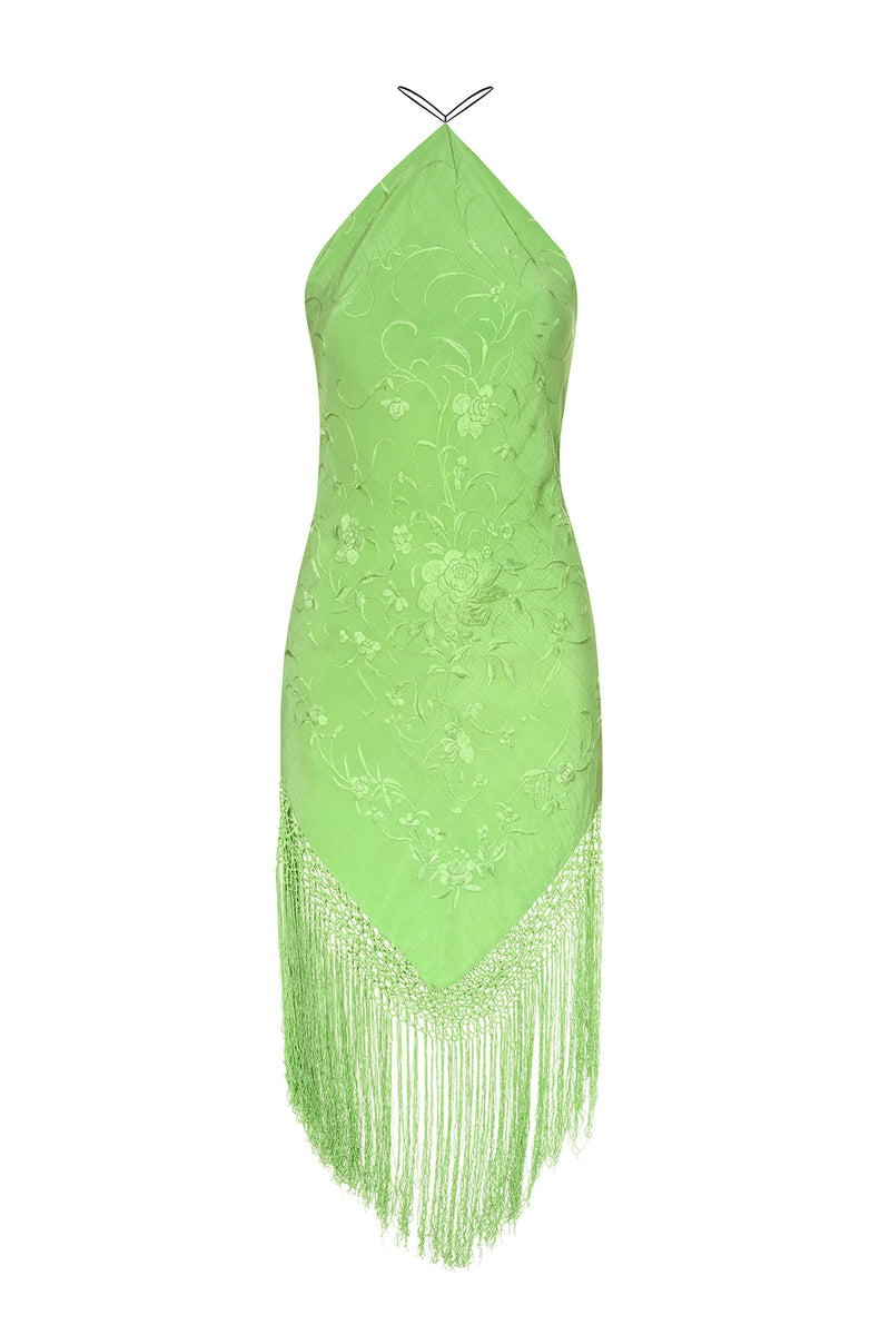Green Piano Shawl Dress