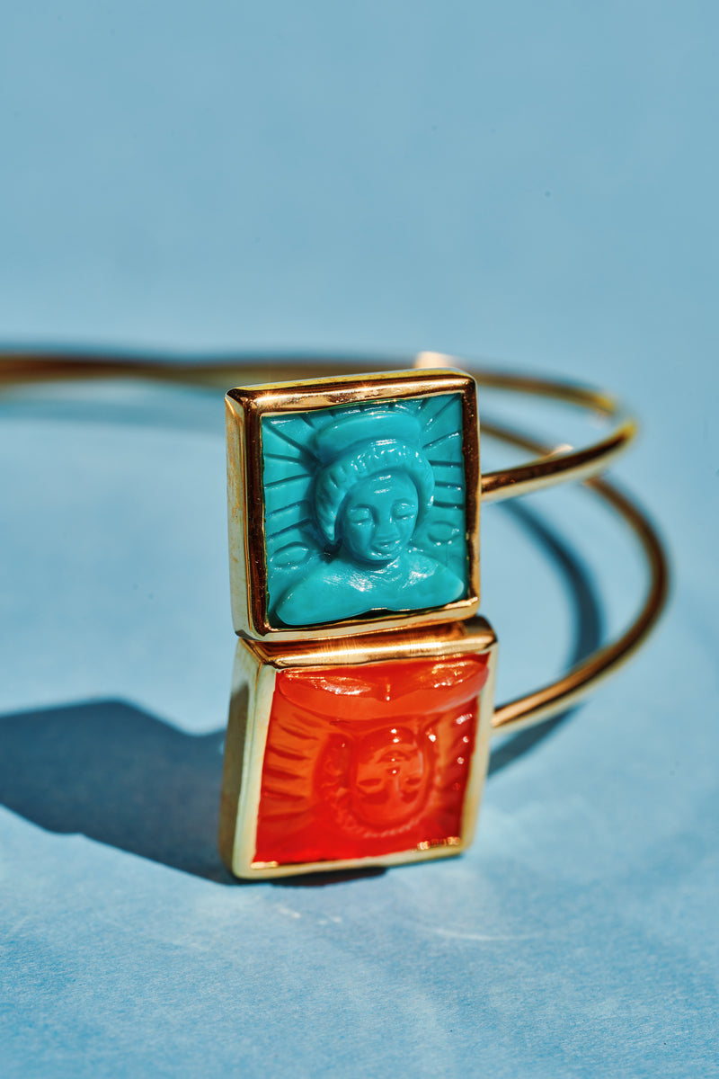 Tanit Carved Turquoise Bangle