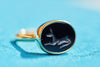 Podenco Dog Ring in Carved Black Onyx, Gold Vermeil