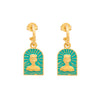 Aqua Enamel Tanit Charm on Textured Hoop, Sold Singular
