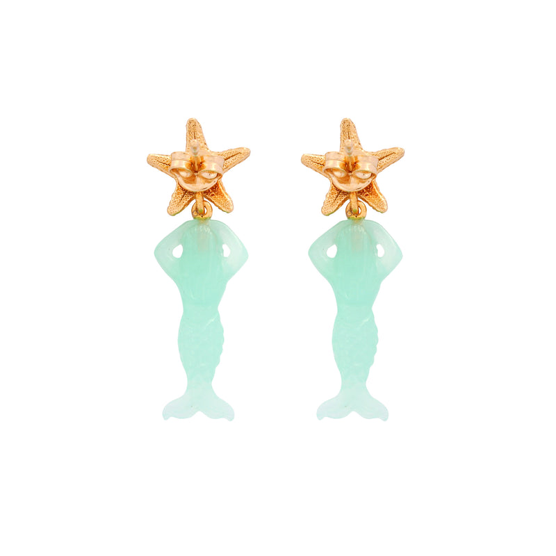 Mermaid Carved Stone & Starfish Earrings - Pre Order