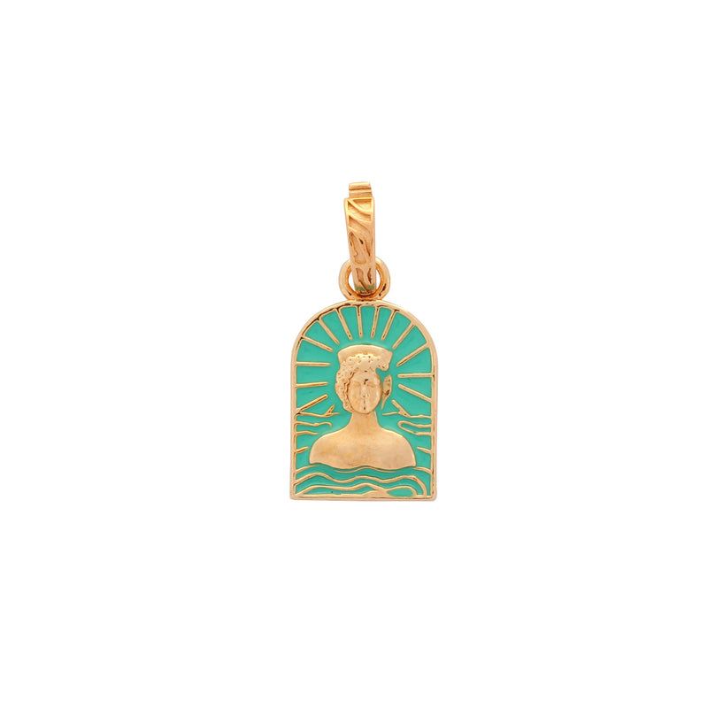 Aqua Tanit Enamel Charm, Gold Vermeil