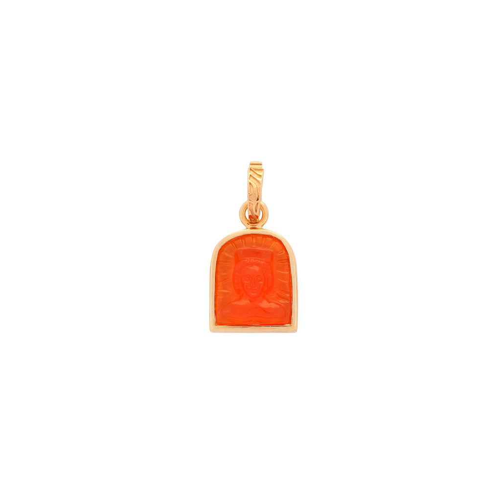 Tanit Carved Carnelian Stone Charm, Gold Vermeil