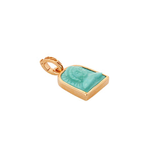 Tanit Carved Turquoise Stone Charm, Gold Vermeil