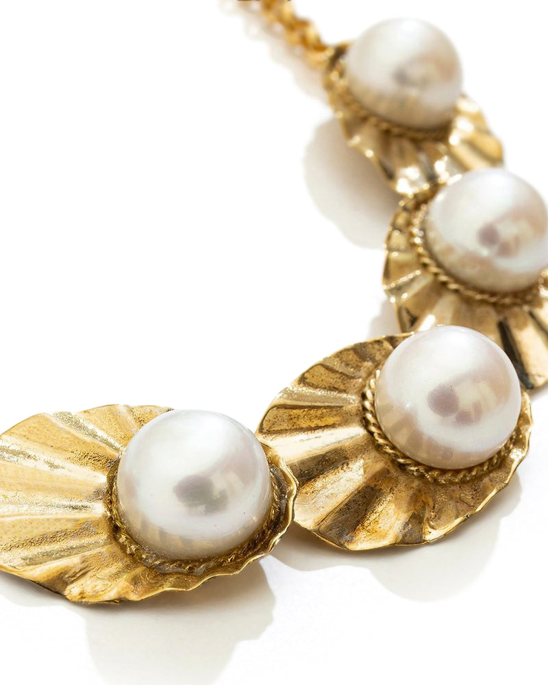Crown Shell Necklace with Natural Pearls - Annie's Ibiza