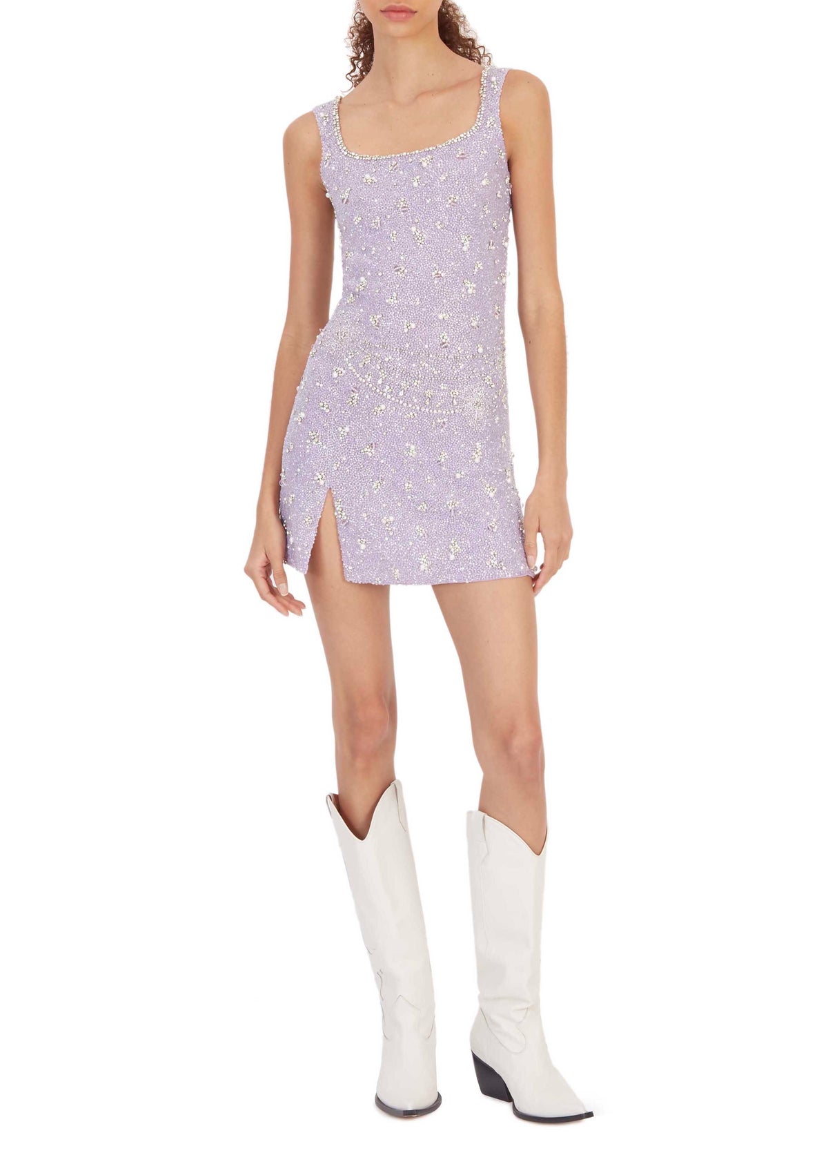 Wren Embellished Mini Dress - Lilac