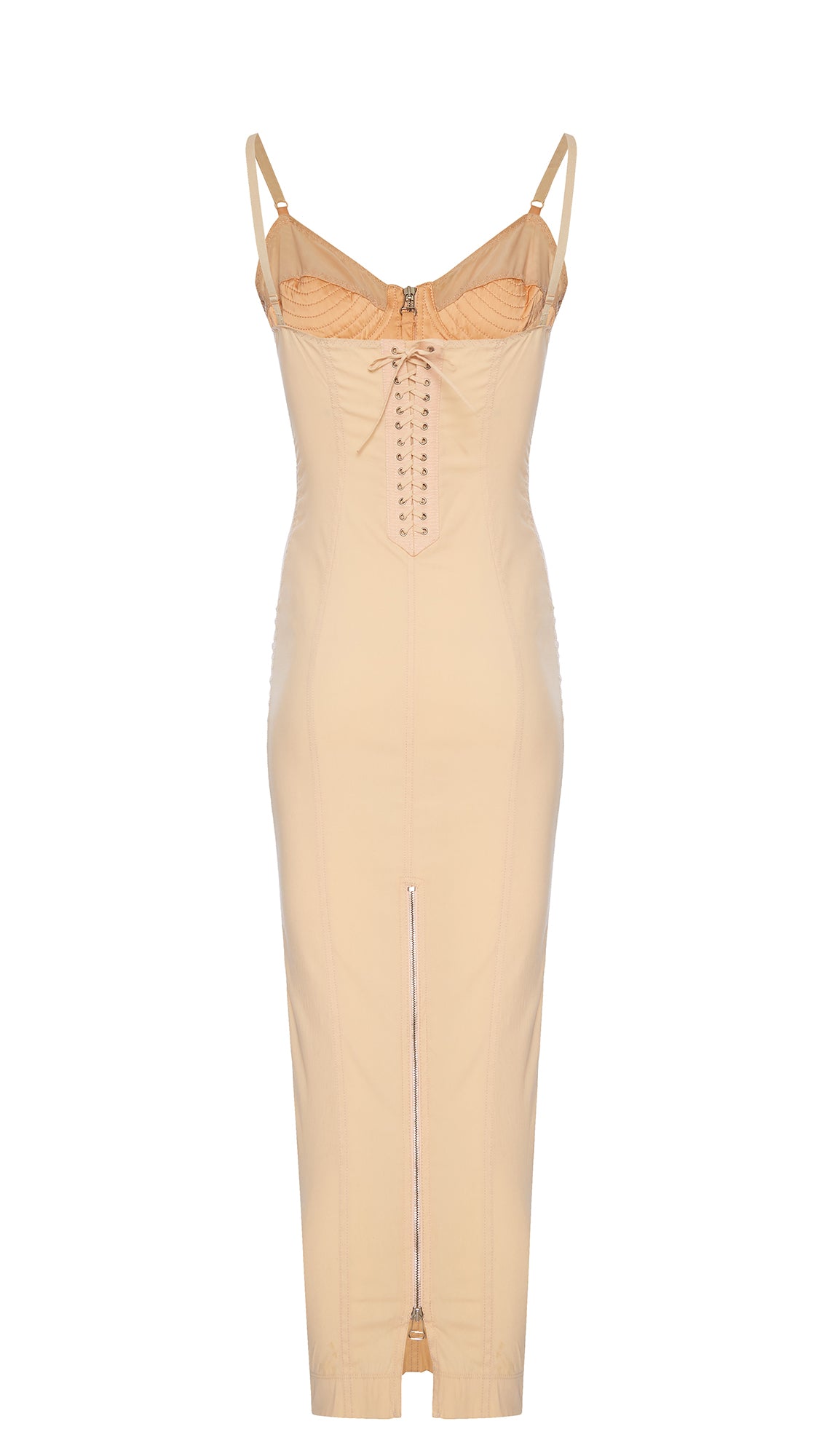 1990s Jean-Paul Gaultier Iconic Cone Bust Blush Peach Corset Dress. Rent:  £100
