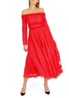 Red Lace Midi Dress