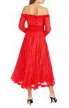 Red Lace Midi Dress