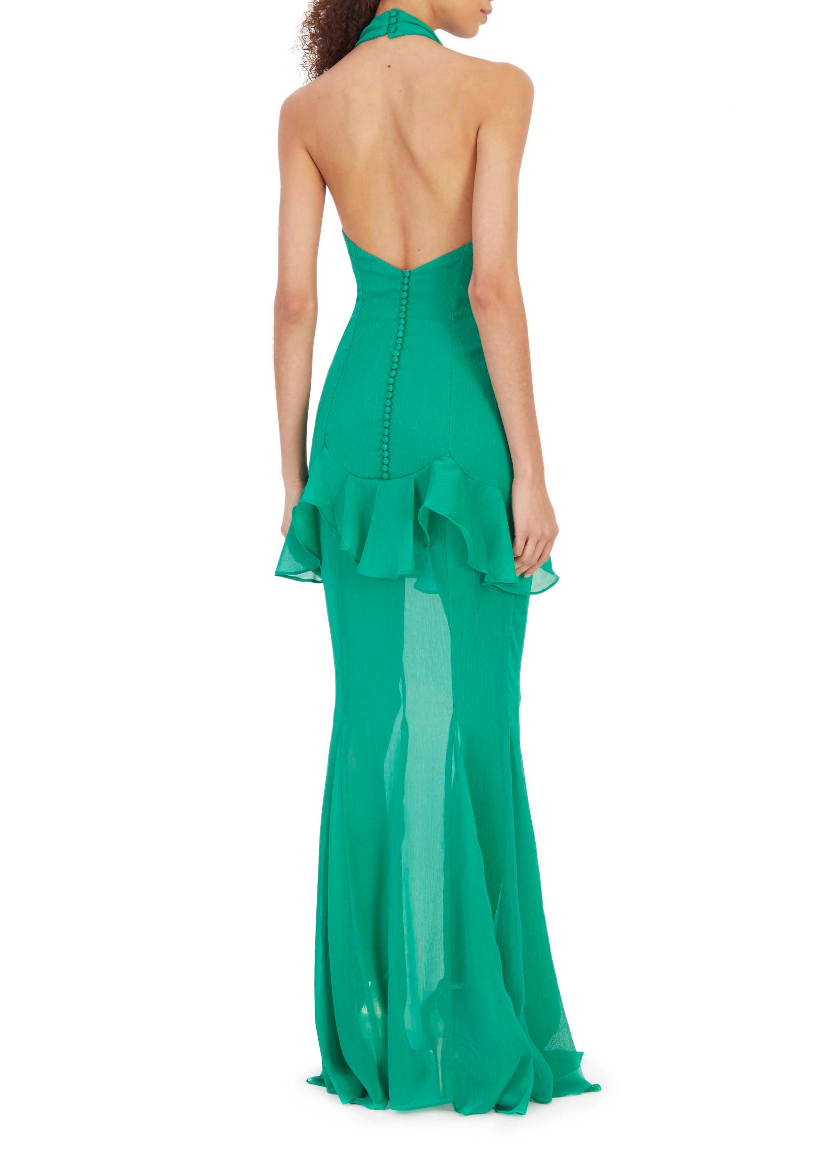 Emerald green clearance halter neck dress