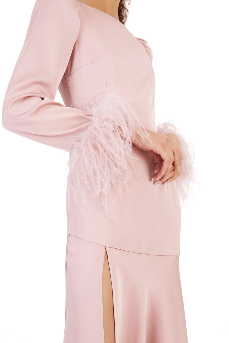 Tupelo Pink Feather Midi Dress