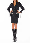 1994 Thierry Mugler Wool Black Buckle Jacket  and Skirt. Rent: £90/Day