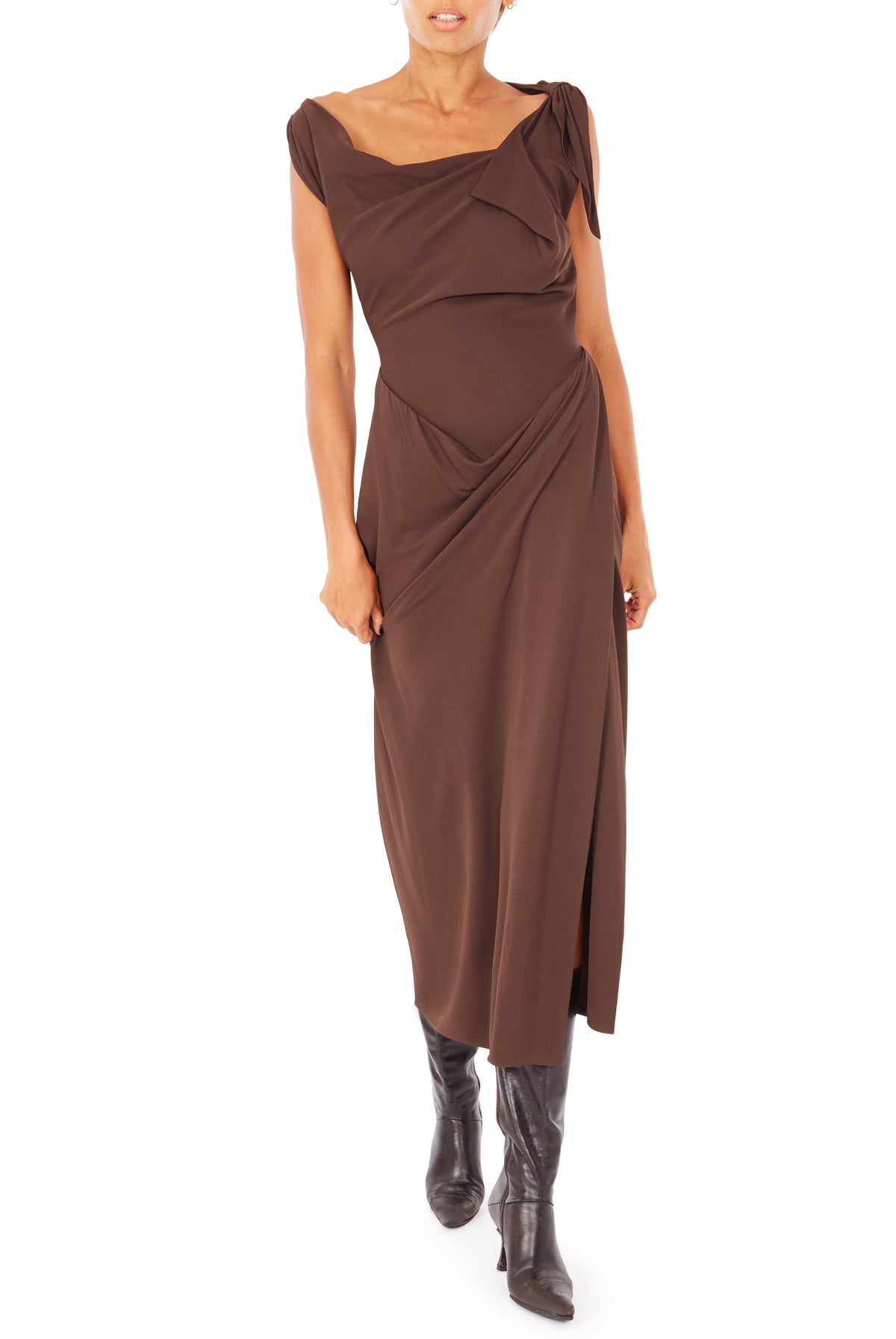 2000s Vivienne Westwood Anglomania Mahogany Dress. Rent: £55/Day