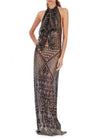 1920's Egyptian Halter Ruffle Gown