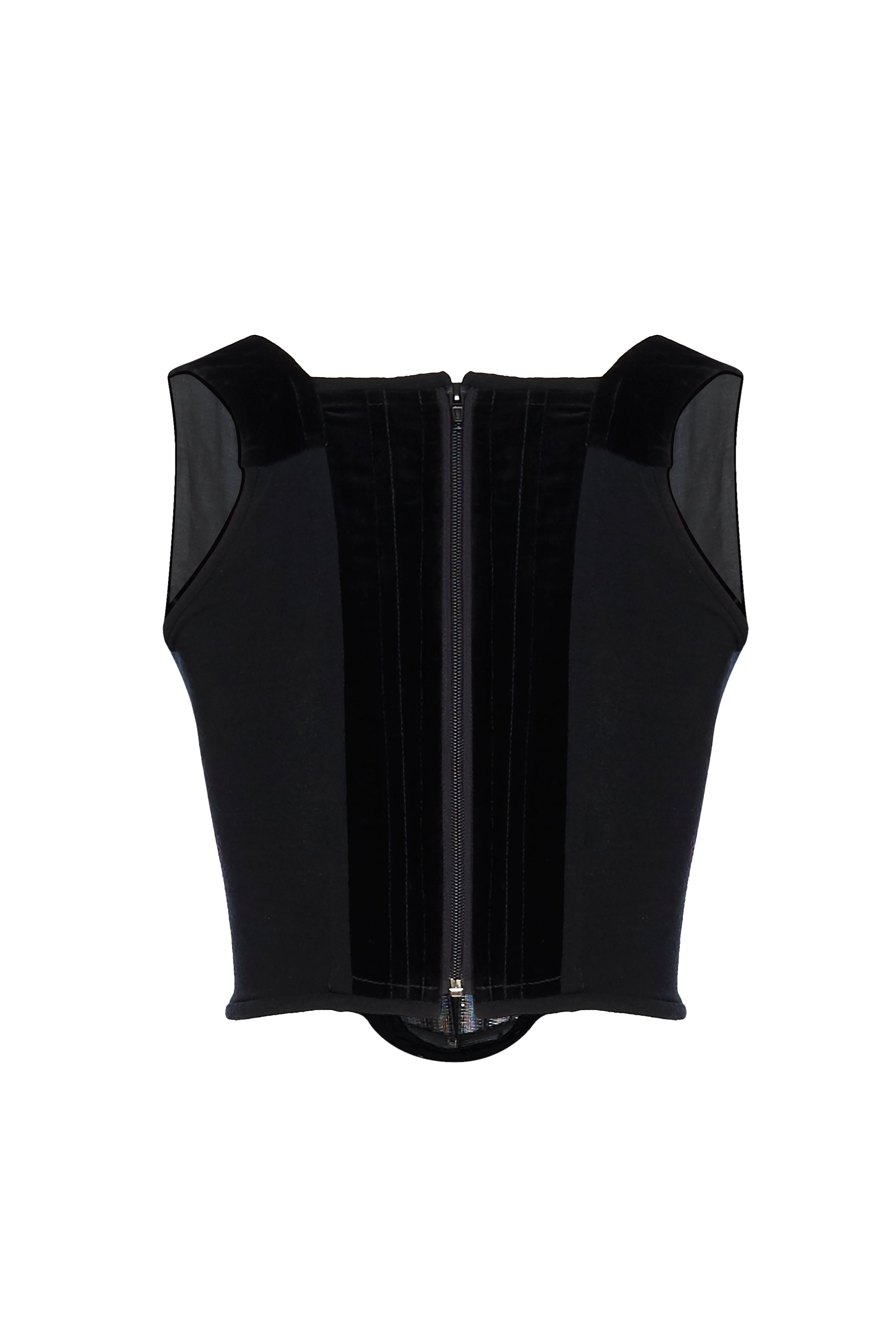 vintage corset top / 90s corset / black suede corset
