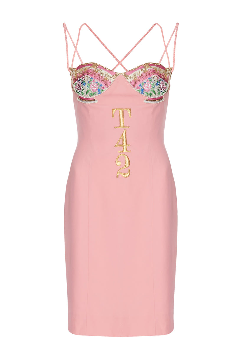 moschino ice cream dress 1991 Moschino Couture Pastel Pink 'Tea 4 2' Bodycon Dress