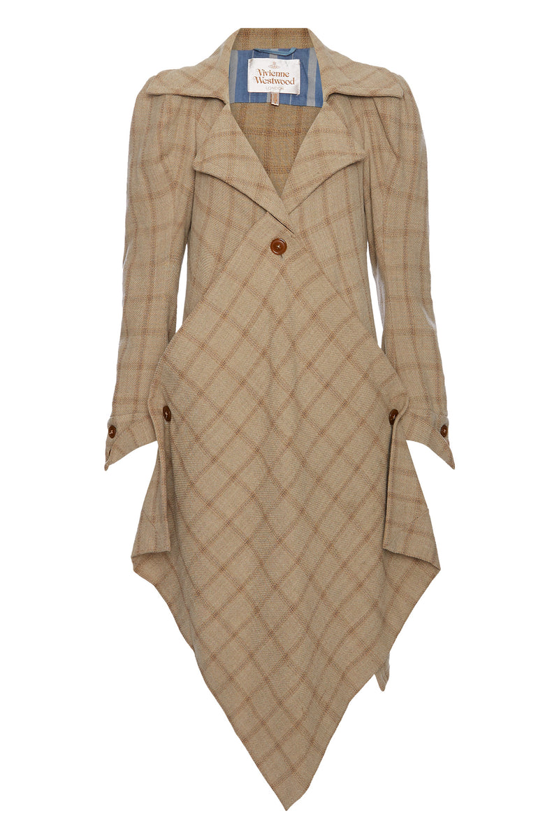 2000s Vivienne Westwood Gold Label Wool Tartan Coat with Detachable Sash. Rent: £30/Day