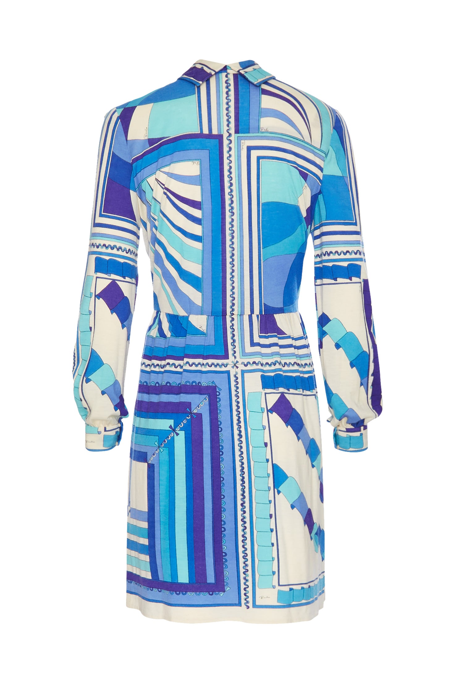 1960s Pucci Wool Jersey Blue Printed Summer Dress