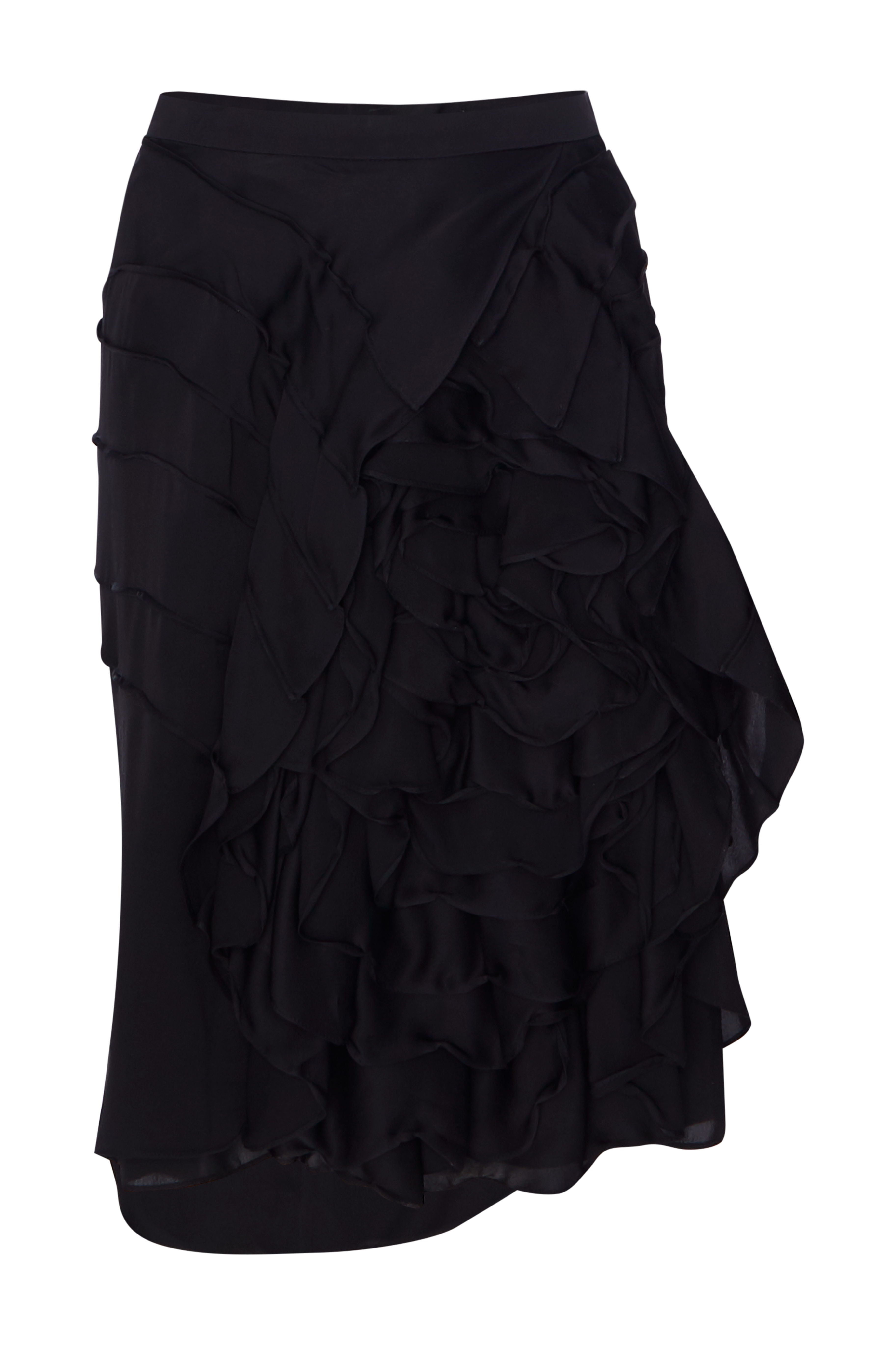 Long black ruched clearance skirt